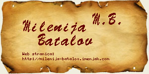 Milenija Batalov vizit kartica
